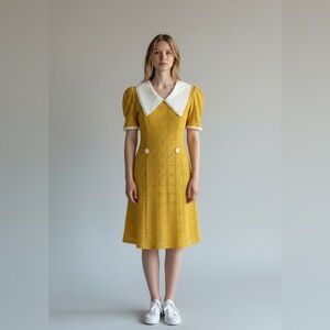 Dolce Viva Collection Retro Broderie Anglaise Dress Peter Pan Collar Medium